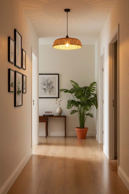 Hallway Rattan Disc Pendant Light - Soft & Guiding Light