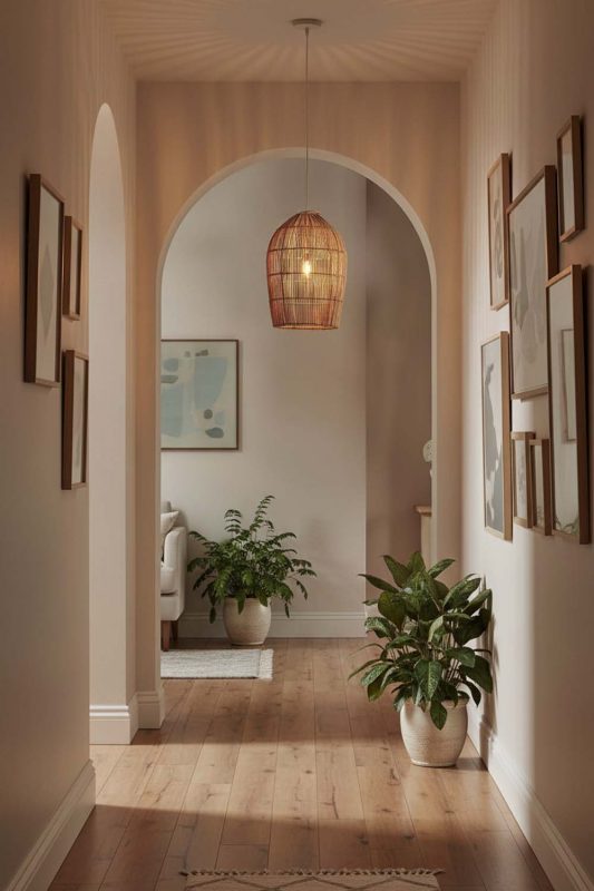 Hallway Rattan Dome Pendant Light - Bright & Seamless