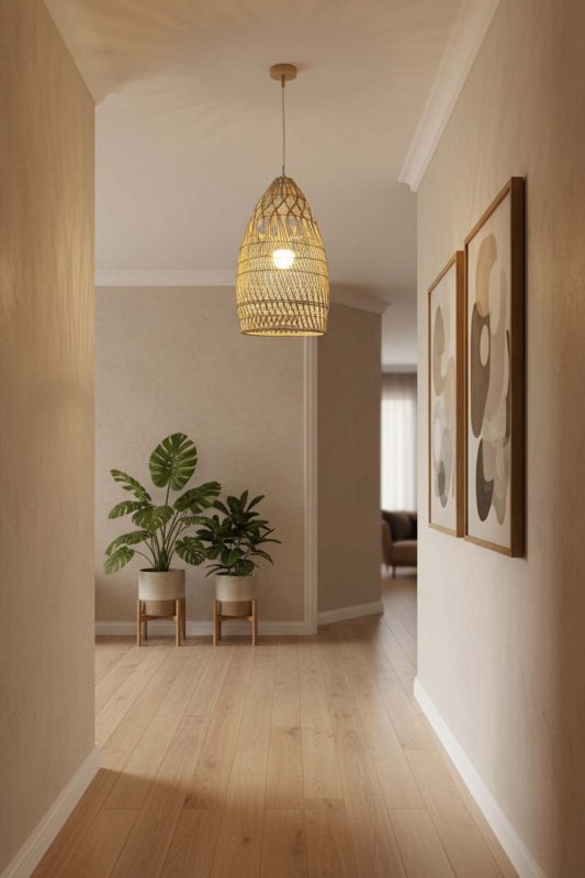 Hallway Rattan Egg-shaped Pendant Light - Clean & Modern