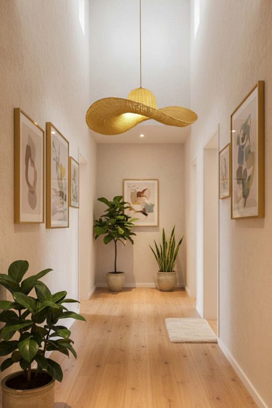 Hallway Rattan Hat Pendant Light - Elegant Flow