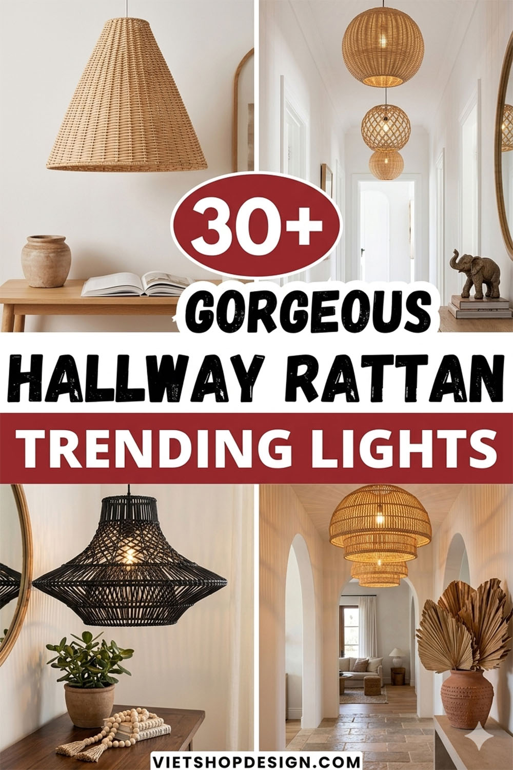 Warm Rattan Color 30+ Best Trending Hallway Rattan Lights for a Warm, Organic Look