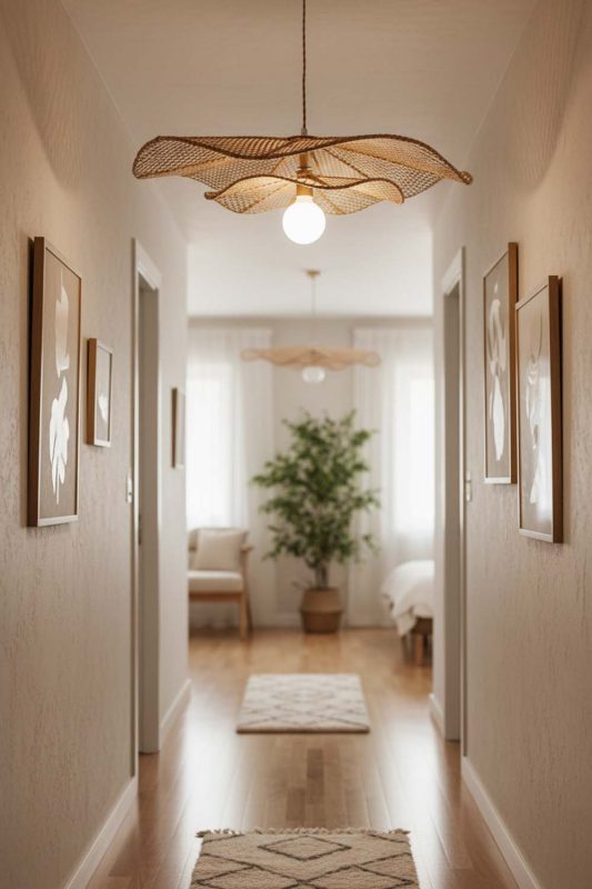 Hallway Rattan Lotus Pendant Light - Clean & Modern