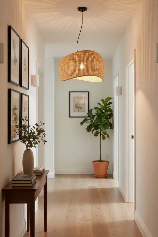 Hallway Rattan Ribbon Pendant Light - Bright & Seamless