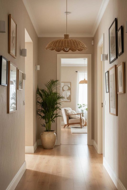 Hallway Rattan Scalloped Lampshade - Soft & Guiding Light
