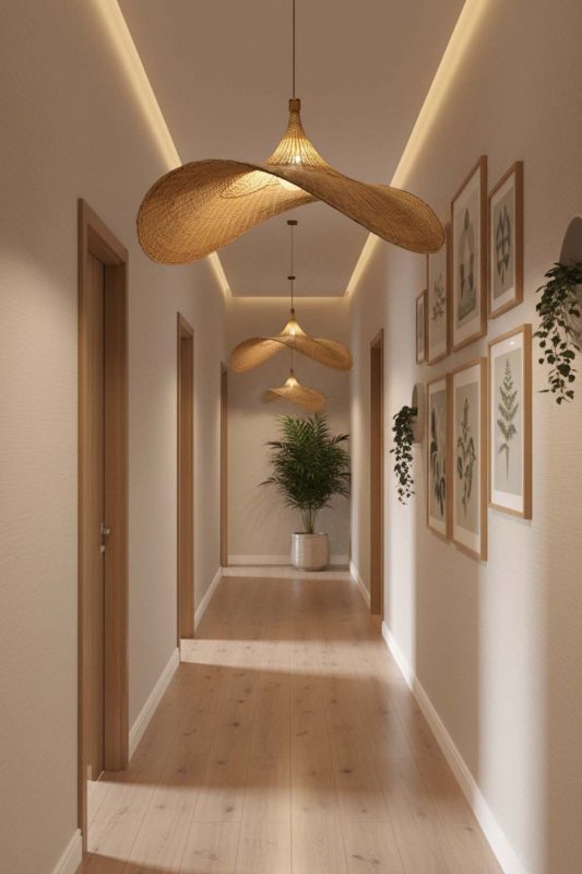 Hallway Rattan Straw Hat Pendant Light - Clean & Modern