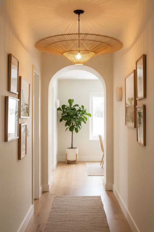 Hallway Rattan Umbrella Pendant Light - Elegant Flow