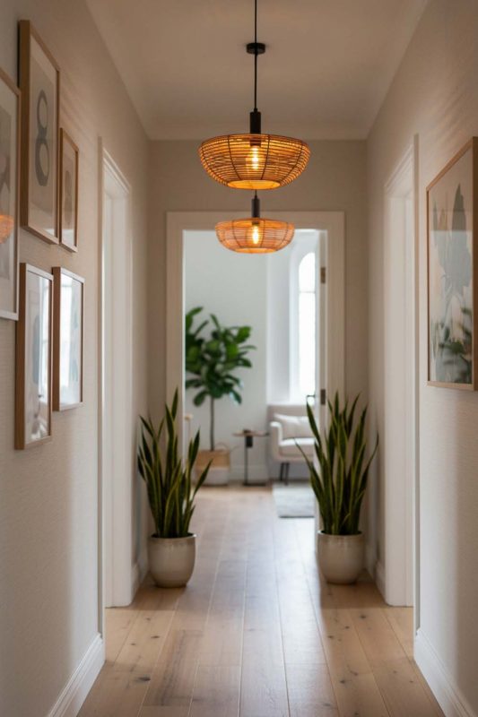 Hallway Retro Rattan Pendant Light - Clean & Modern