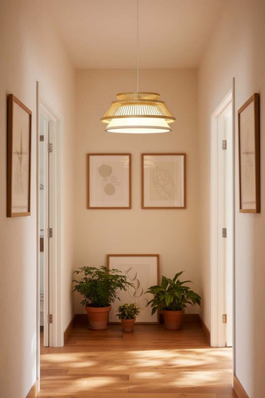 Hallway Round Shade Bamboo Light - Elegant Flow