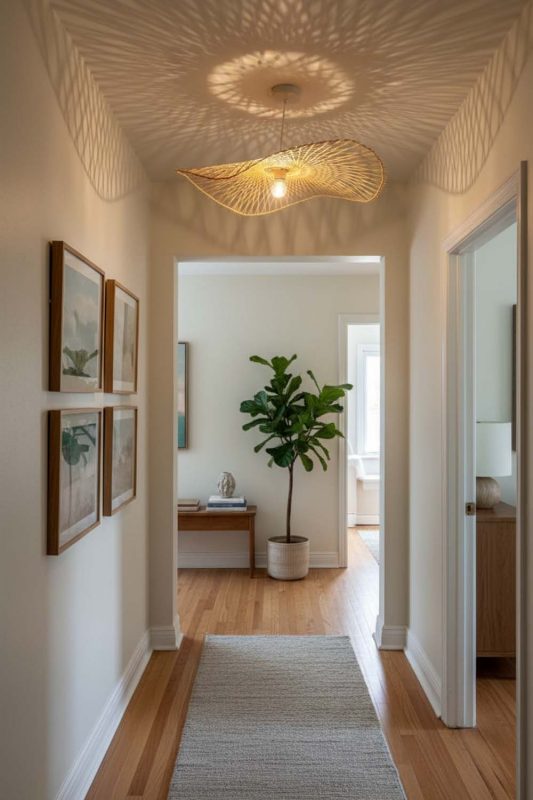 Hallway Single Bamboo Lotus Leaf Pendant Light - Soft & Guiding Light