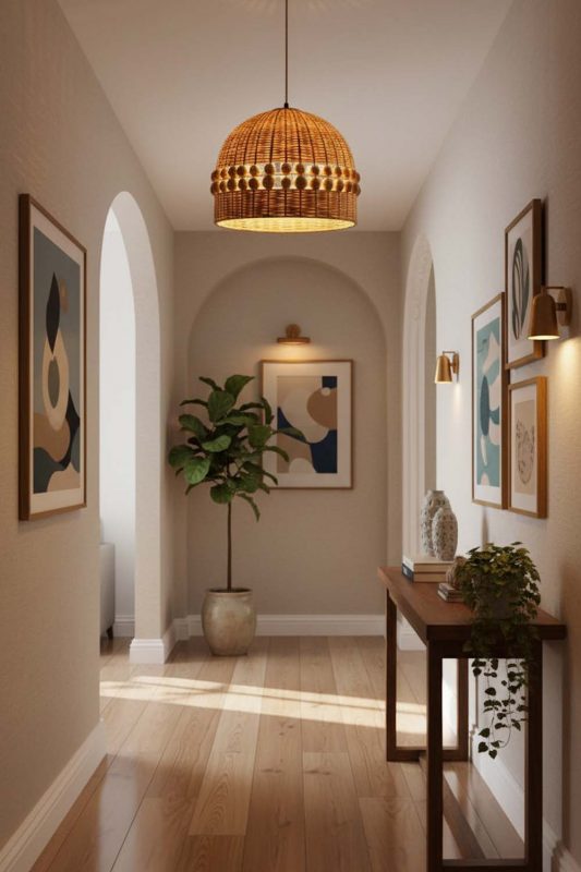 Hallway Small Bamboo Bell Pendant Light - Soft & Guiding Light