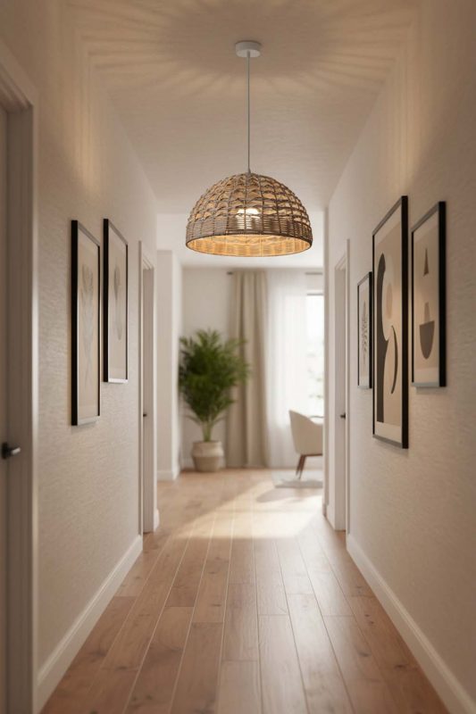 Hallway Small Rattan Dome Pendant - Elegant Flow