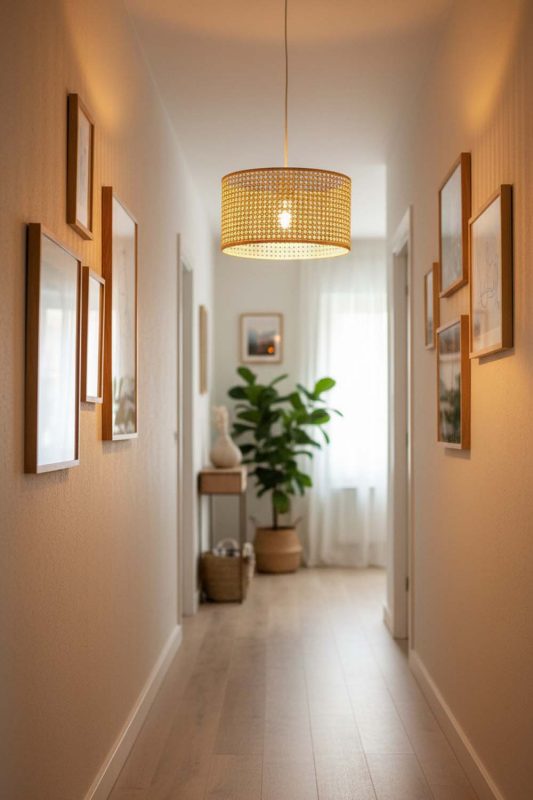 Hallway Small Rattan Drum Pendant Light - Clean & Modern