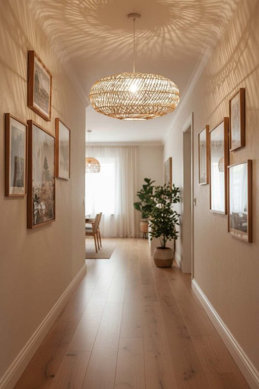 Hallway Sophisticated Rattan Round Pendant - Elegant Flow