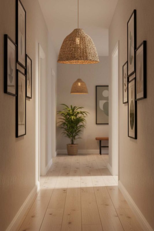 Hallway Wicker Bell Pendant Light - Soft & Guiding Light