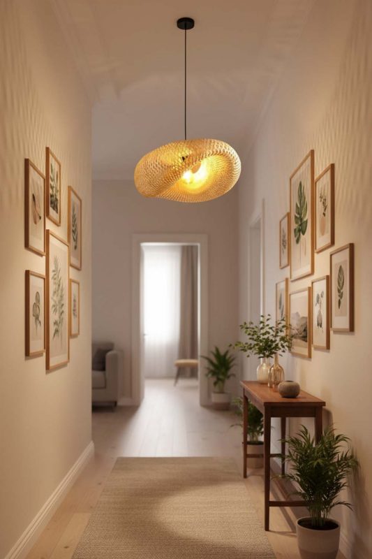 Hallway Wicker Bird Nest Pendant Light A - Elegant Flow