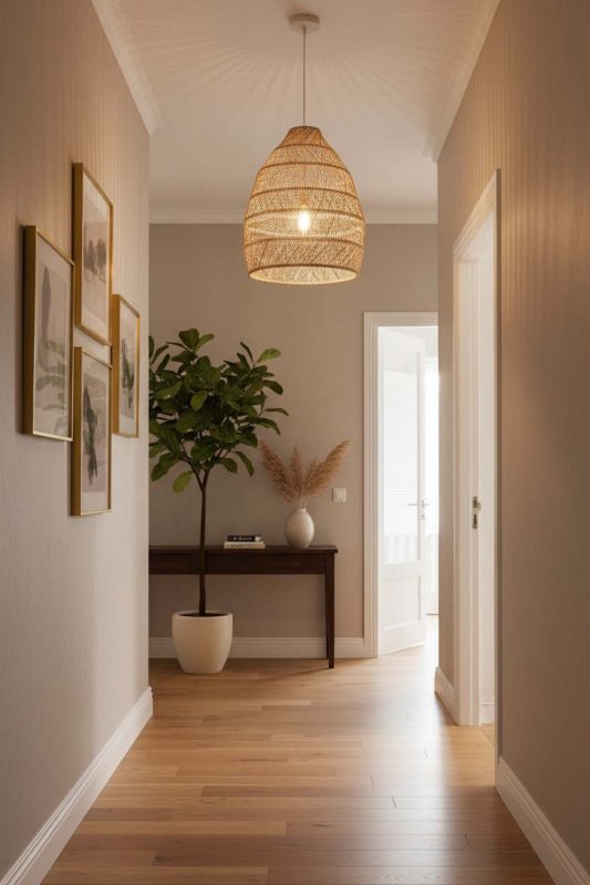 Hallway Wicker Rattan Sophisticated Pendant - Clean & Modern