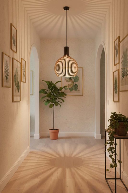 Hallway Wood Cage Pendant Light - Elegant Flow