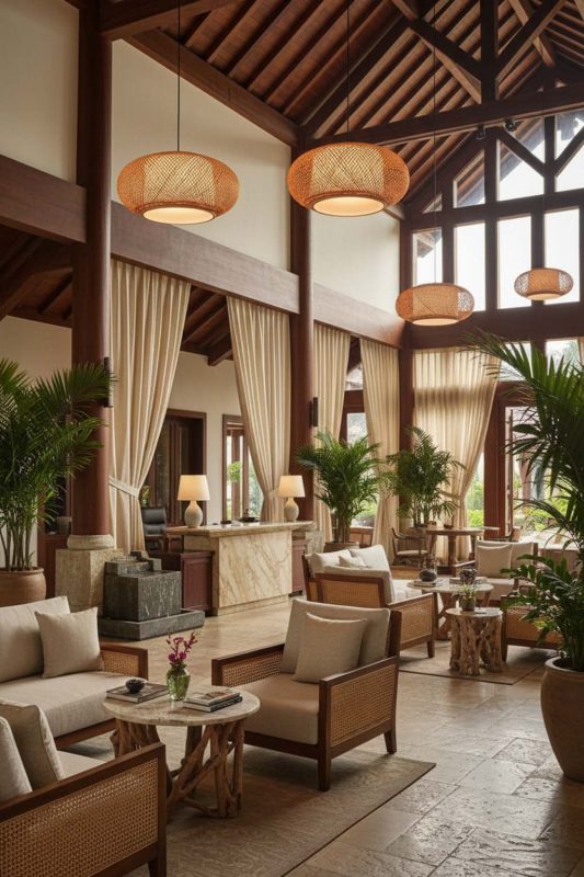 Hotel & Resort Bamboo Donut Pendant Light - Elegant & Premium