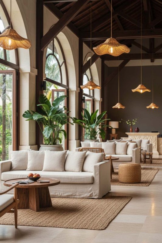 Hotel & Resort Floral Rattan Pendant Light - High-end Experience