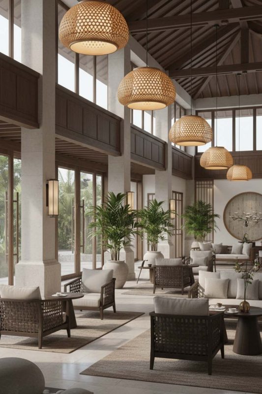 Hotel & Resort Lattice Bamboo Pendant Light - Elegant & Premium