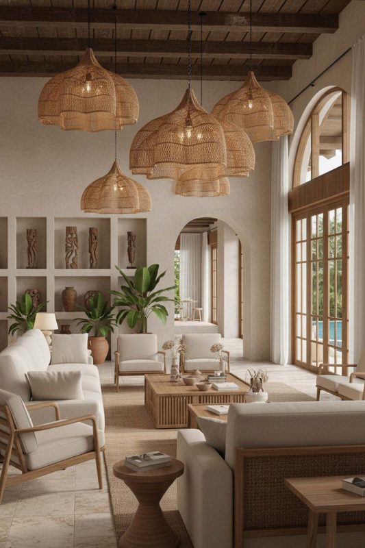 Hotel & Resort Natural Bloom Rattan Pendant Light - High-end Experience