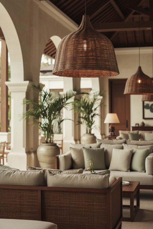 Hotel & Resort Rattan Basket Pendant Light Coffee - Calm & Inviting