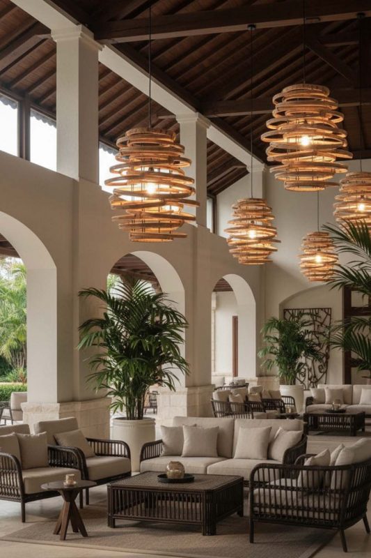 Hotel & Resort Rattan Beehive Pendant Light - Calm & Inviting