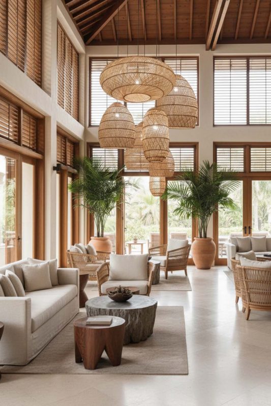 Hotel & Resort Rattan Cluster Chandelier - Calm & Inviting