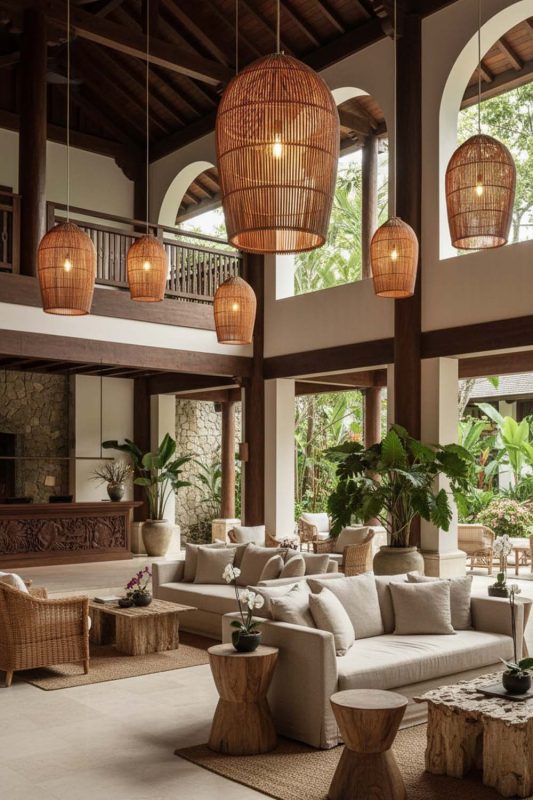 Hotel & Resort Rattan Dome Pendant Light - Calm & Inviting