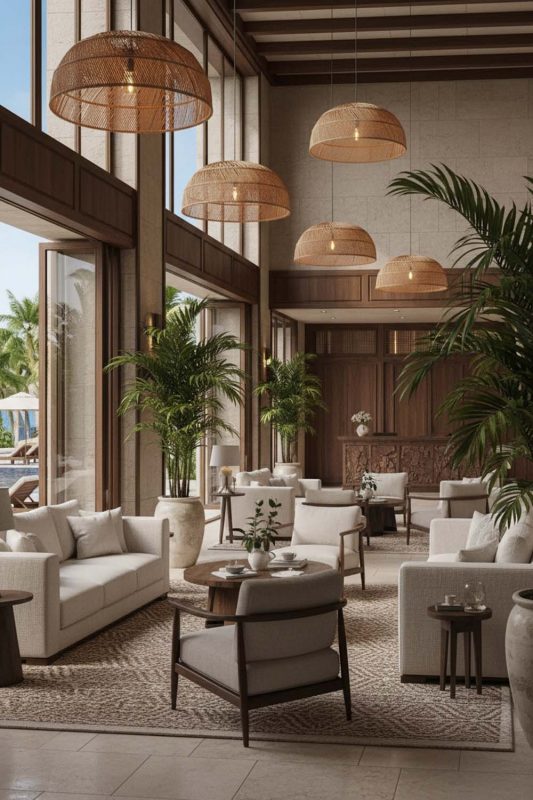 Hotel & Resort Rattan Large Dome Pendant Light - Calm & Inviting