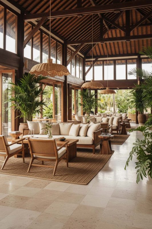 Hotel & Resort Rattan Scalloped Lampshade - Resort-style Ambience