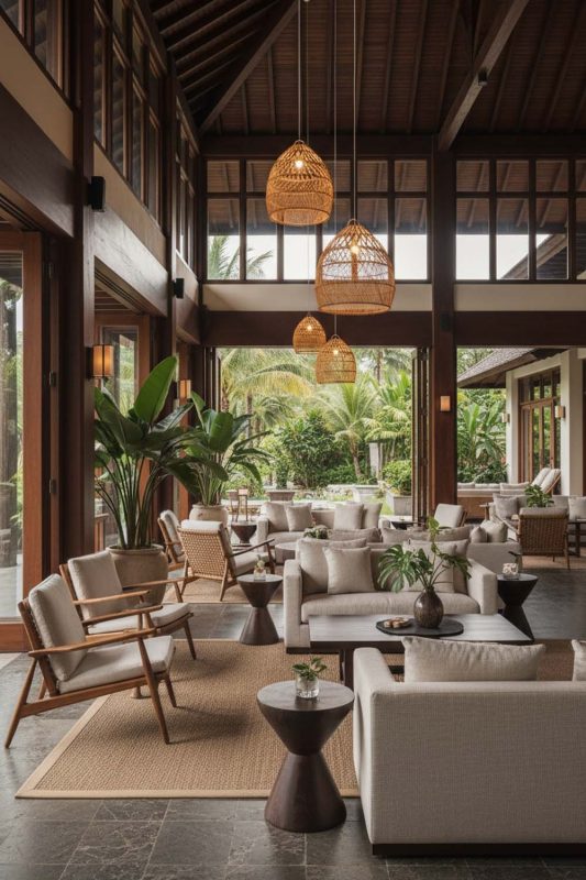 Hotel & Resort Rattan Tapered Pendant Light - High-end Experience