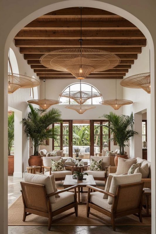 Hotel & Resort Rattan Umbrella Pendant Light - Luxury & Relaxing