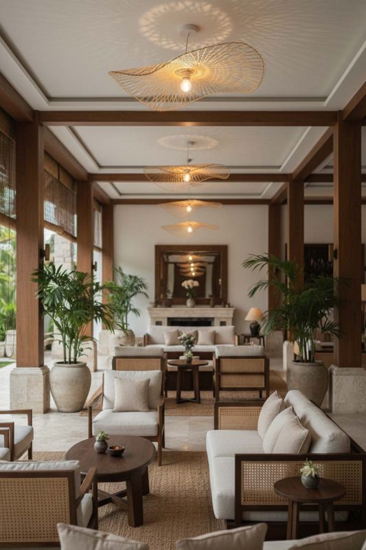 Hotel & Resort Single Bamboo Lotus Leaf Pendant Light - Calm & Inviting