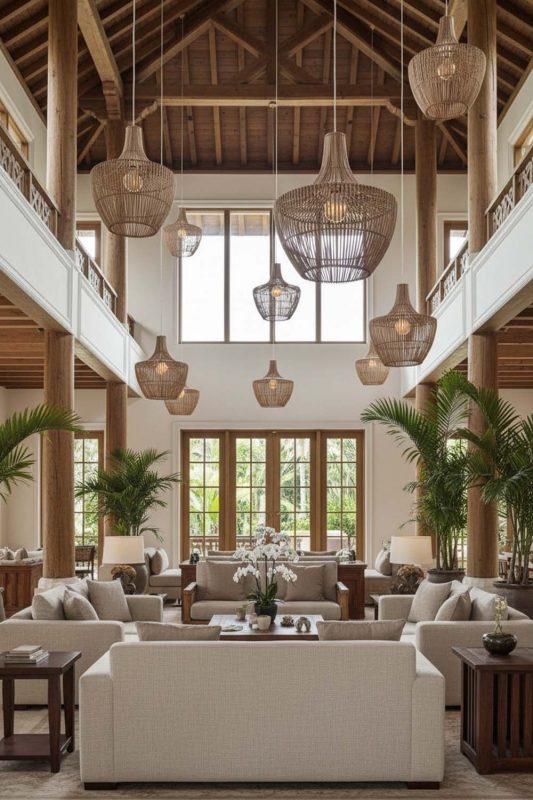 Hotel & Resort Special Geometric Bamboo Pendant Light - High-end Experience