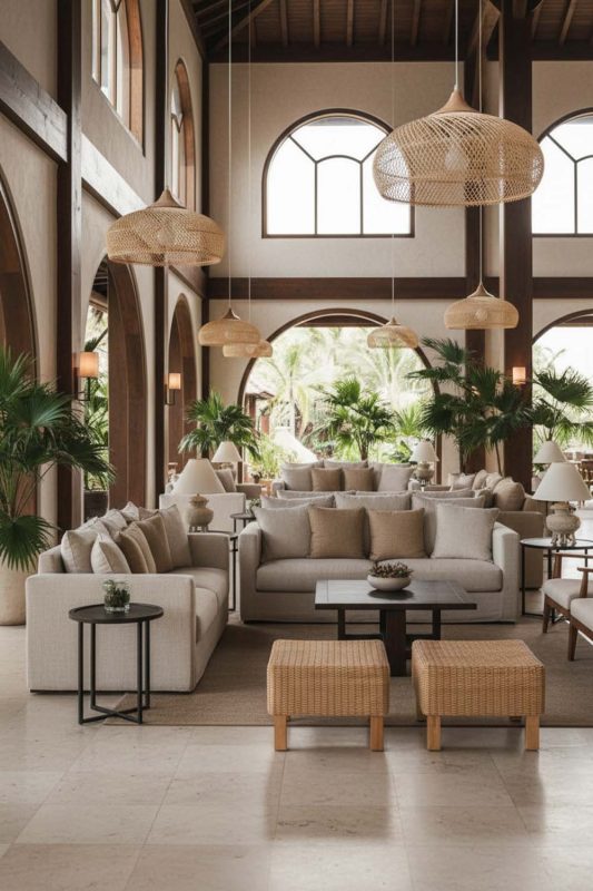 Hotel & Resort Vintage Wood Rattan Pendant Light C - High-end Experience