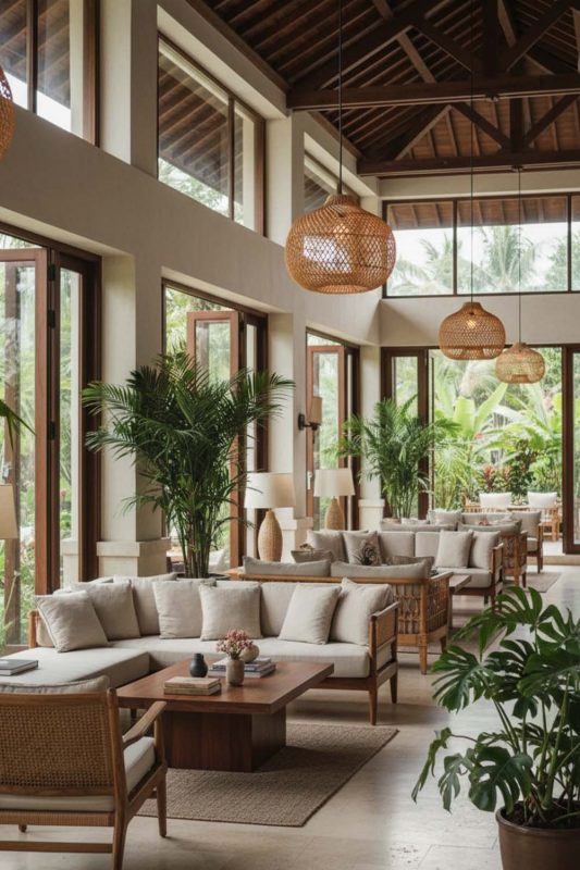 Hotel & Resort Wicker Swag Lamp - Luxury & Relaxing