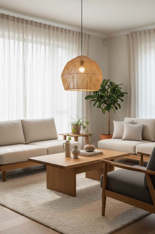 Japandi Bamboo Cage Pendant Light B - Quiet Luxury