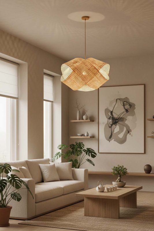 Japandi Bamboo Cloud Chandelier - Clean & Balanced