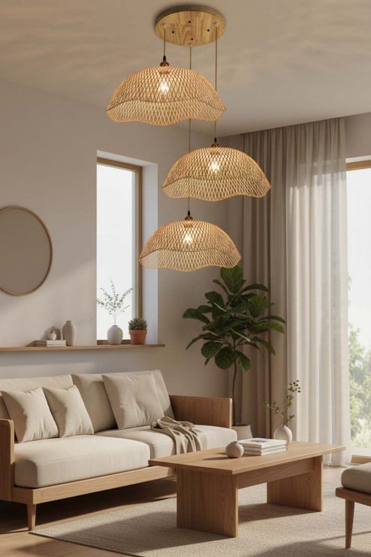 Japandi Bamboo Dome Pendant Light - Clean & Balanced