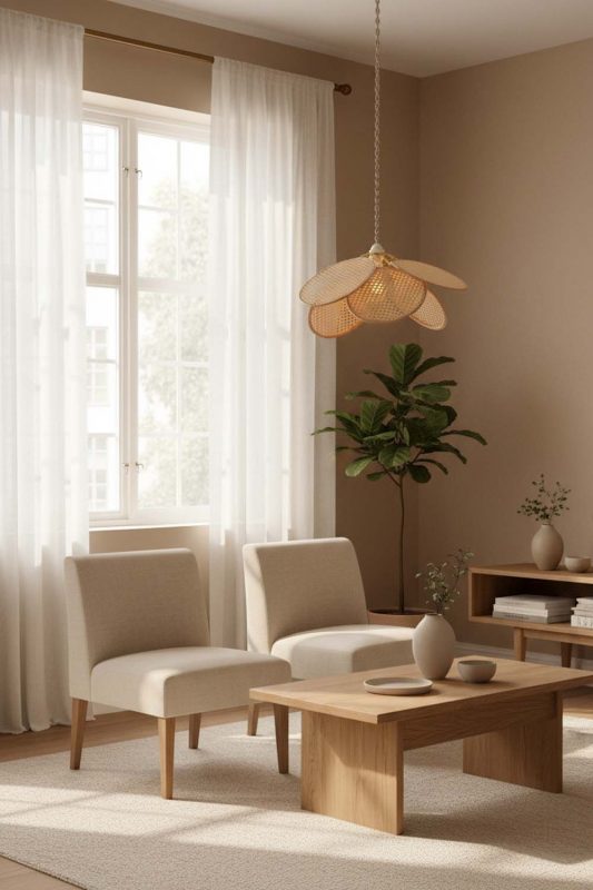 Japandi Bamboo Petal Pendant Light - Quiet Luxury