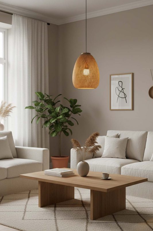 Japandi Bamboo Raindrop Pendant Light - Clean & Balanced