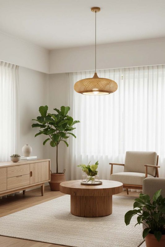Japandi Bamboo Wood Pendant Light - Clean & Balanced