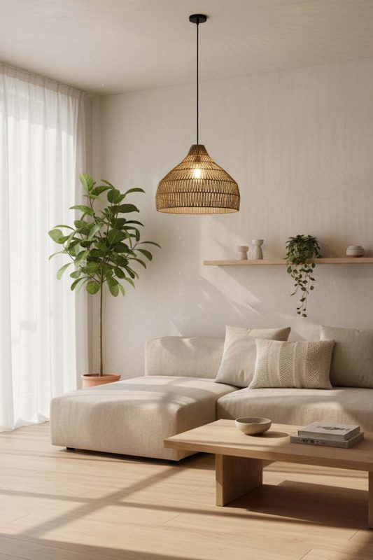 Japandi Bell Shape Hemp Rope Pendant Light - Quiet Luxury