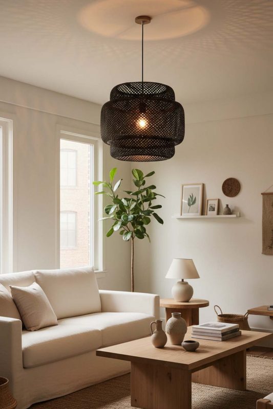 Japandi Black Bamboo Sinnerlig Pendant Lamp - Quiet Luxury