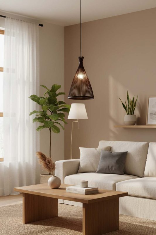 Japandi Black Bamboo Tapered Pendant Light - Zen & Peaceful