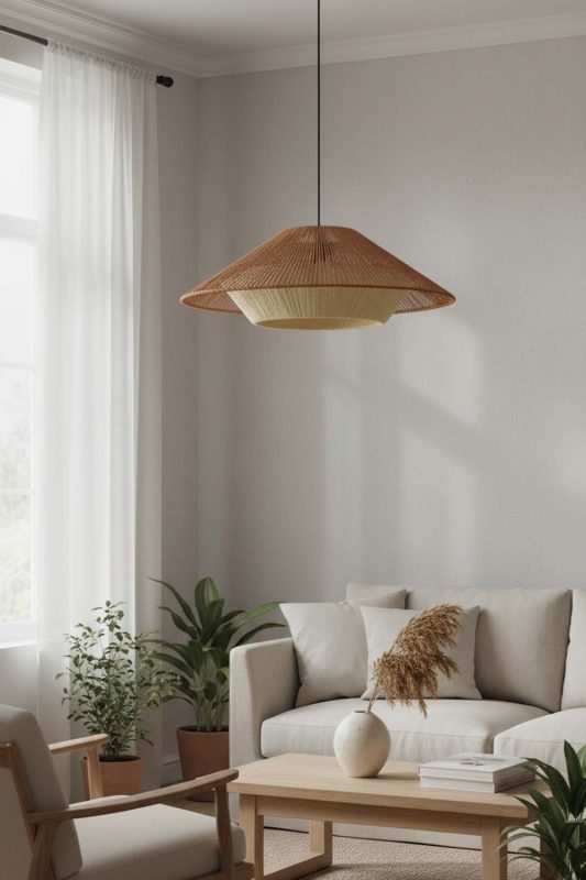 Japandi Cone Hemp Rope Pendant Lamp - Zen & Peaceful