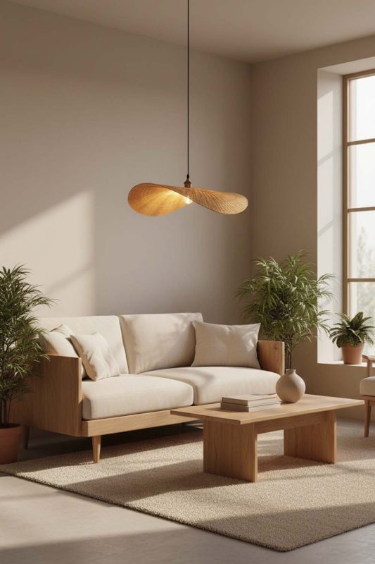 Japandi Flat Rattan Pendant Light - Clean & Balanced