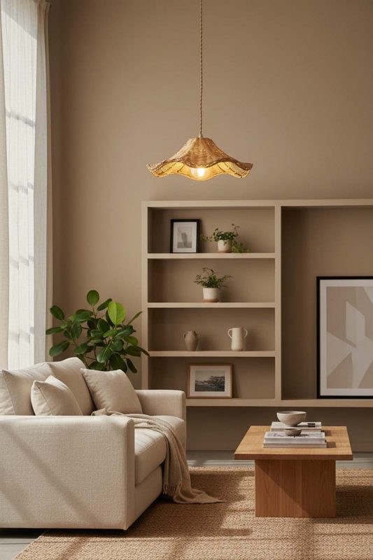 Japandi Floral Rattan Pendant Light - Quiet Luxury