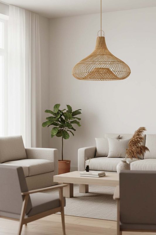 Japandi Gourd Rattan Pendant Light - Quiet Luxury